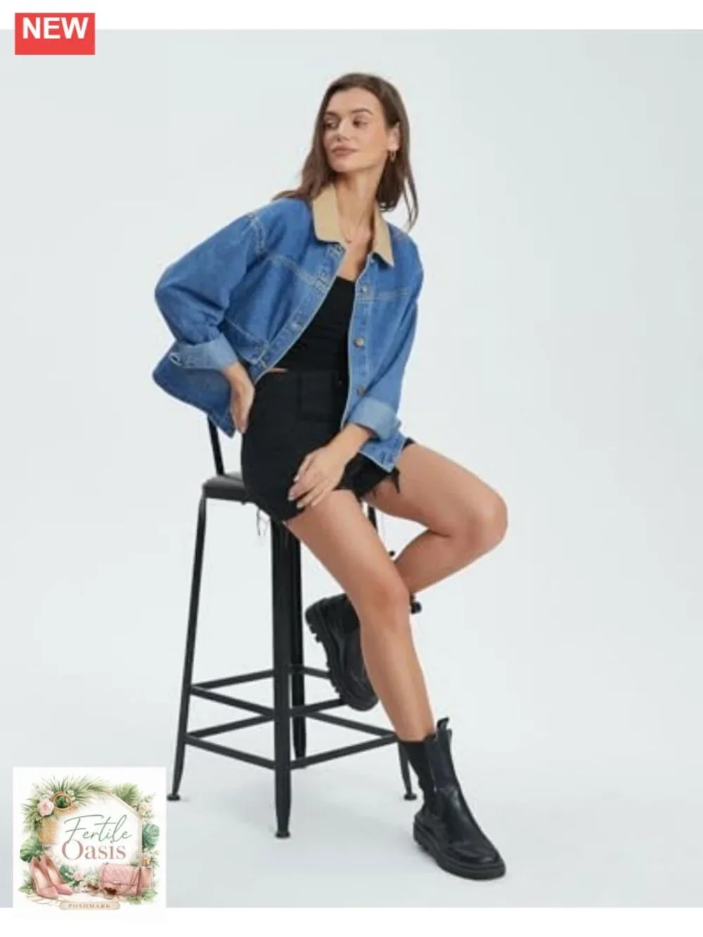 Oversized Denim Jacket Shacket with Pockets